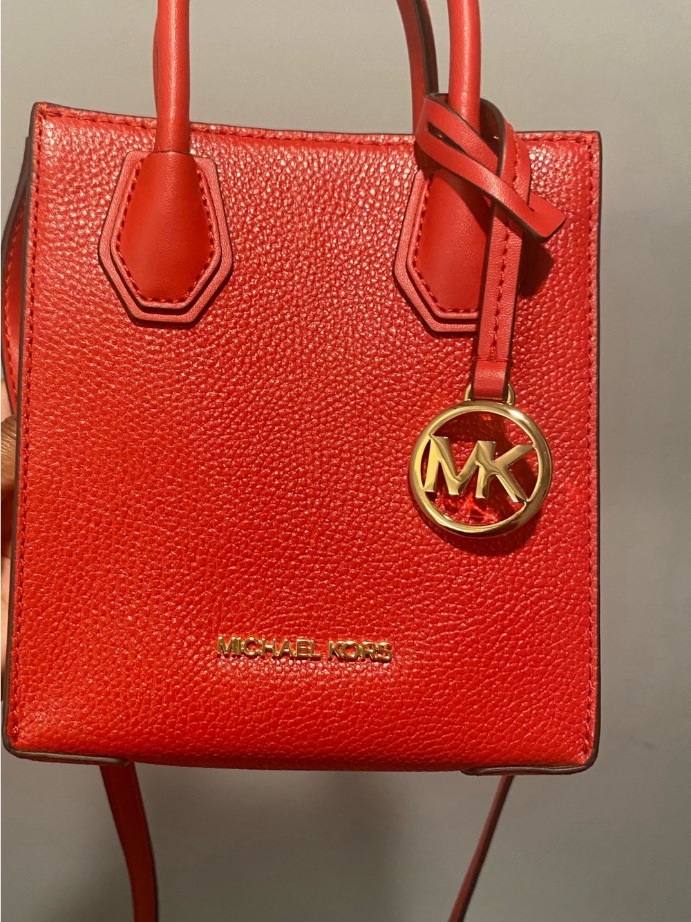 Michael Kors Scarlet Pebbled Leather Mini Satchel